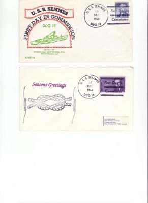 Here's two different "first day of commissioning" covers for our ship, 
from my colection. 
Mitch
