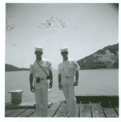 Gary Lenhard and Paul Sutton, on the pier in St. Thomas.

