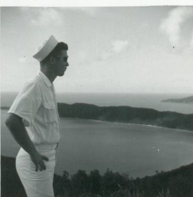 Paul Sutton with horse shoe beach in the background.
