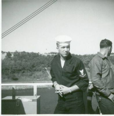 Paul Sutton on the 03 level while passing through the canal at Cape Cod.
