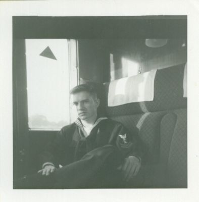 Bill Metzger on the train to London from Portsmith, England.
