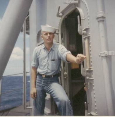 Tom Ringate trying to look "cool" at sea.
