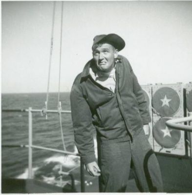 Bill West FTM outside ASROC launcher
Bill West looking natural.
