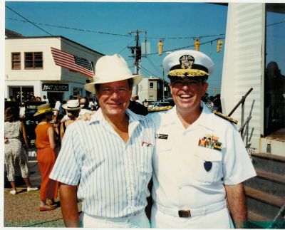 With VADM Mike Kalleres at a 4th of July parade in Jacksonville. Mike was COMSECONDFLT at the time.
Taken circa 1991. (From Bob Fliegel)
