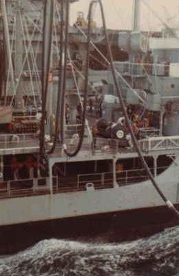 Taking on fuel at 12 knots.
