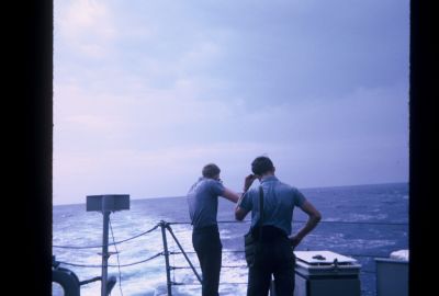 Rob Shotwell, m1practice off fantail, for landing party
