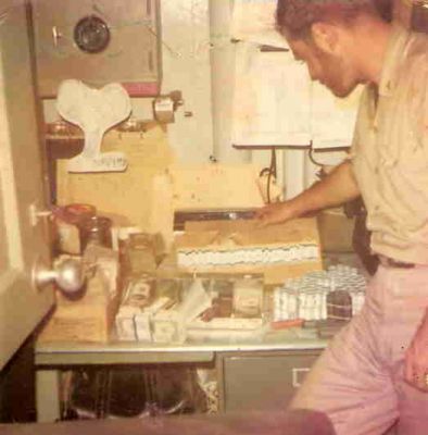 Disbursing Officer Ens McWhorter after our bank run before our med cruise.
