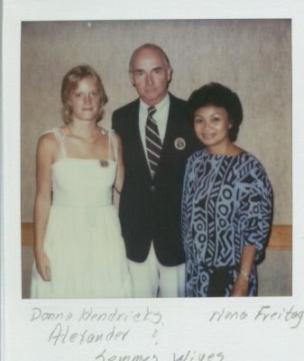Donna Hendricks , Dick Alexander,Wano Freitog.
1984 Semmes Wives Club.Ship is in Med.
