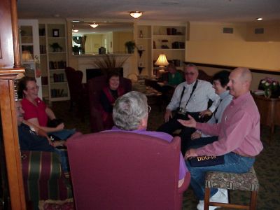 Clint Allen(purple),Juan Jauregui seated with Nancy Bishop, Pat Allen, Horst 
and Phyllis Wichek, and Bruno Bishop.
