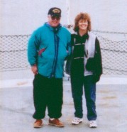 John Duffy and wife Kathy seem to be enjoying themselves on the fantail of 
this destroyer

