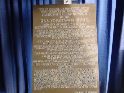 Plaque on USS Yorktown
