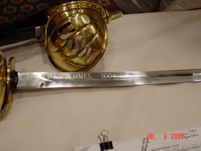 The sword inscribed "USS Semmes 2004 Reunion"
