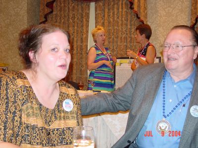 Elaine and Gene Hopper enjoying the Reception. Linda Beaumont and Marty Camann 
chatting in the background.
