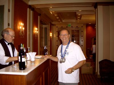 Charlie Layus, taking a quick refreshment at the reception
