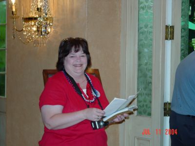 Karen Layus counting heads for the Jazz Brunch.
