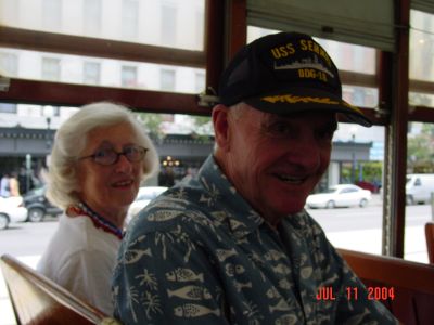 Hope and Dick Alexander taking a Streetcar Ride to the D-Day Museum.
