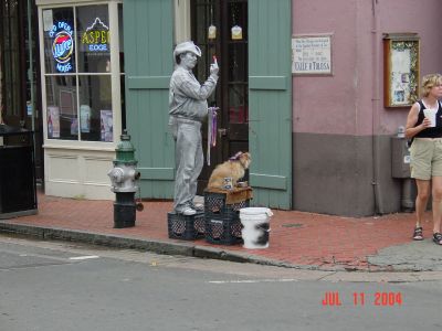 A mime and his mime dog..........who got "NO TIP" for his "FLI
