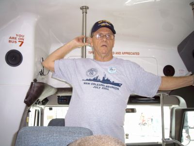 Charlie Layus acting like a tour guide.
