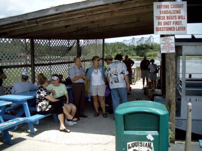 Waiting to board the swamp tour boat.
