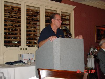 Charlie Layus welcoming everyone at the Farewell Banquet, Monday night.
