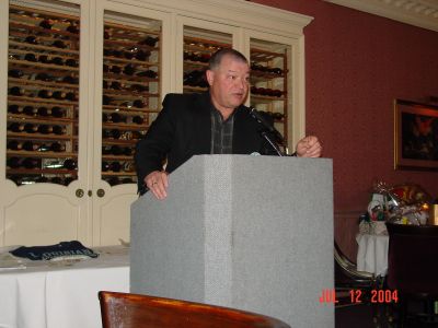 Terry Meyer telling a sea story about the Semmes.
