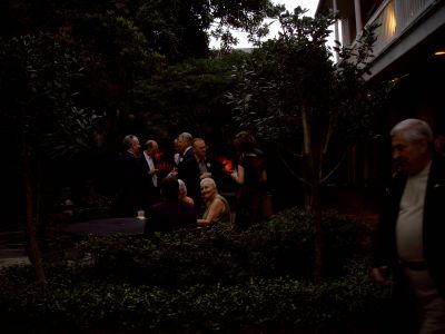 Group shot of some of the officers and their wives at the wardroom dinner 
Saturday night. OK, so I forgot to turn on the flash.
