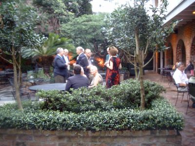 Enjoying the courtyard area at the banquet.
