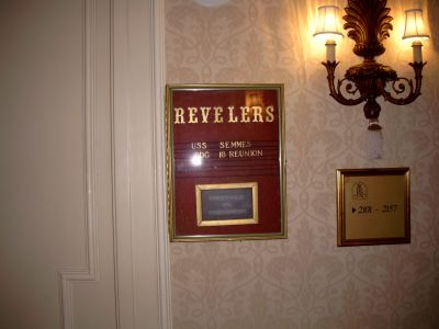 Board outside of the hospitality room at the Royal Sonesta Hotel.
