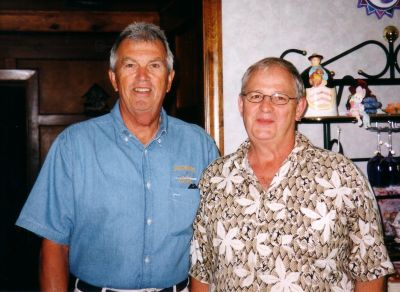 Tom Camann and Dave English
This picture was taken the summer of 2004 at Dave's home in Orchard Park, 
NY, a suburb of Buffalo. We had not seen each other in 40 yrs. I tried to 
locate him years ago because I knew he was from this area but job 
situations took him around the country until returning a few years ago. 
Dave RD2 was a plank owner and a member of our Championship softball 
team in Charleston.
