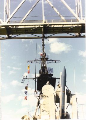 Going under the Cooper River Bridge withthe Blue Bird on the Rail
