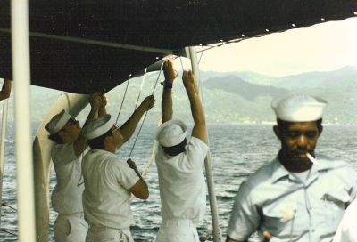 Tim Yocum and Others Putting up Awning
