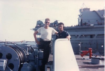 BMS Phillip Hausman and BMS John Hewitt during UnRep with the Gompers AD-37
